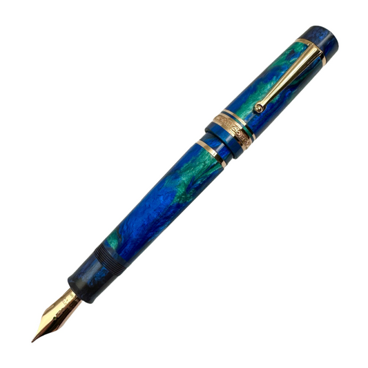 Delta DV Original Oversize Fountain Pen - Riviera Blue w/Rose Gold Trim (Cartridge/Converter/Eyedropper) (Limited Edition)