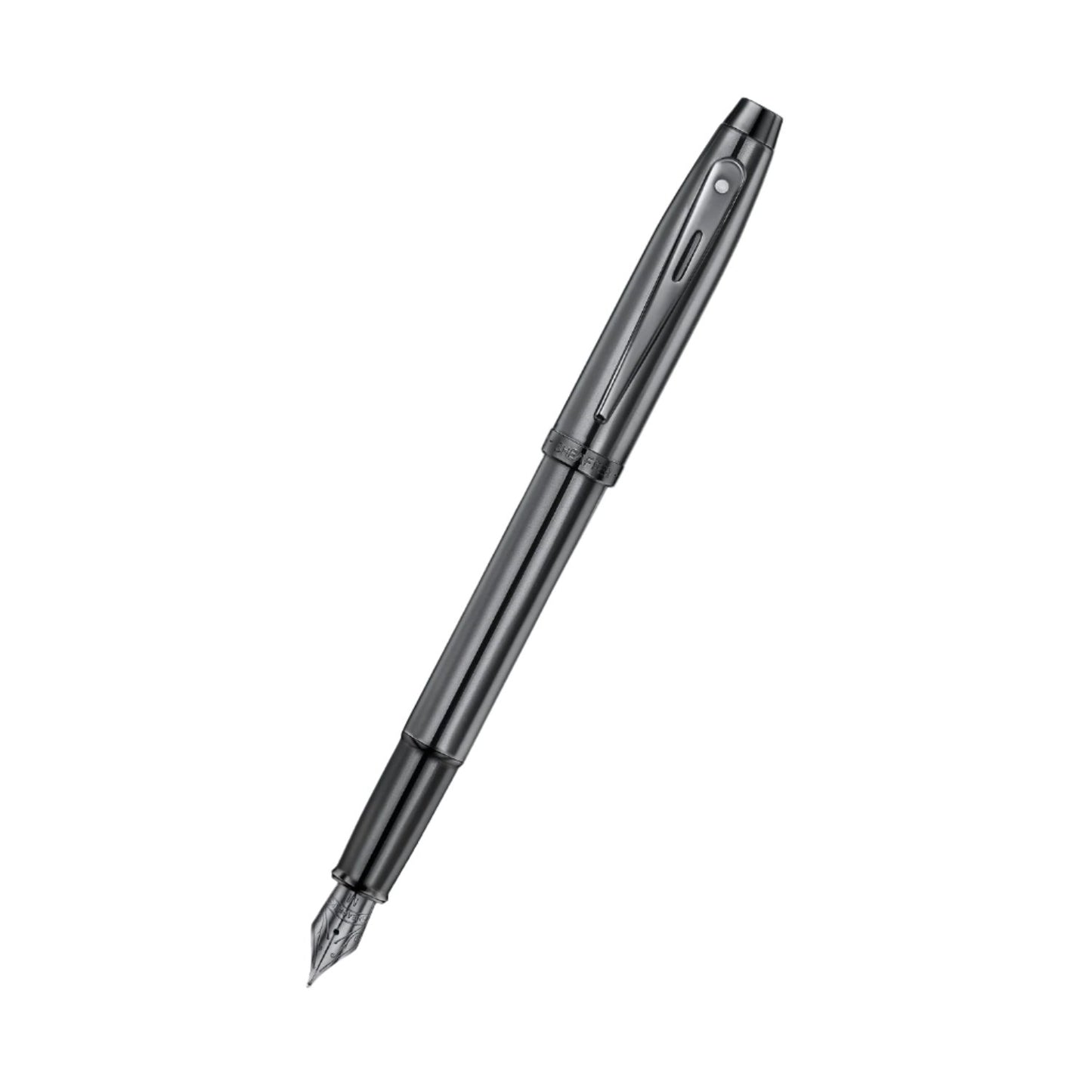 Sheaffer 100 Fountain Pen - Shiny Dark Grey Gunmetal with PVD Trim