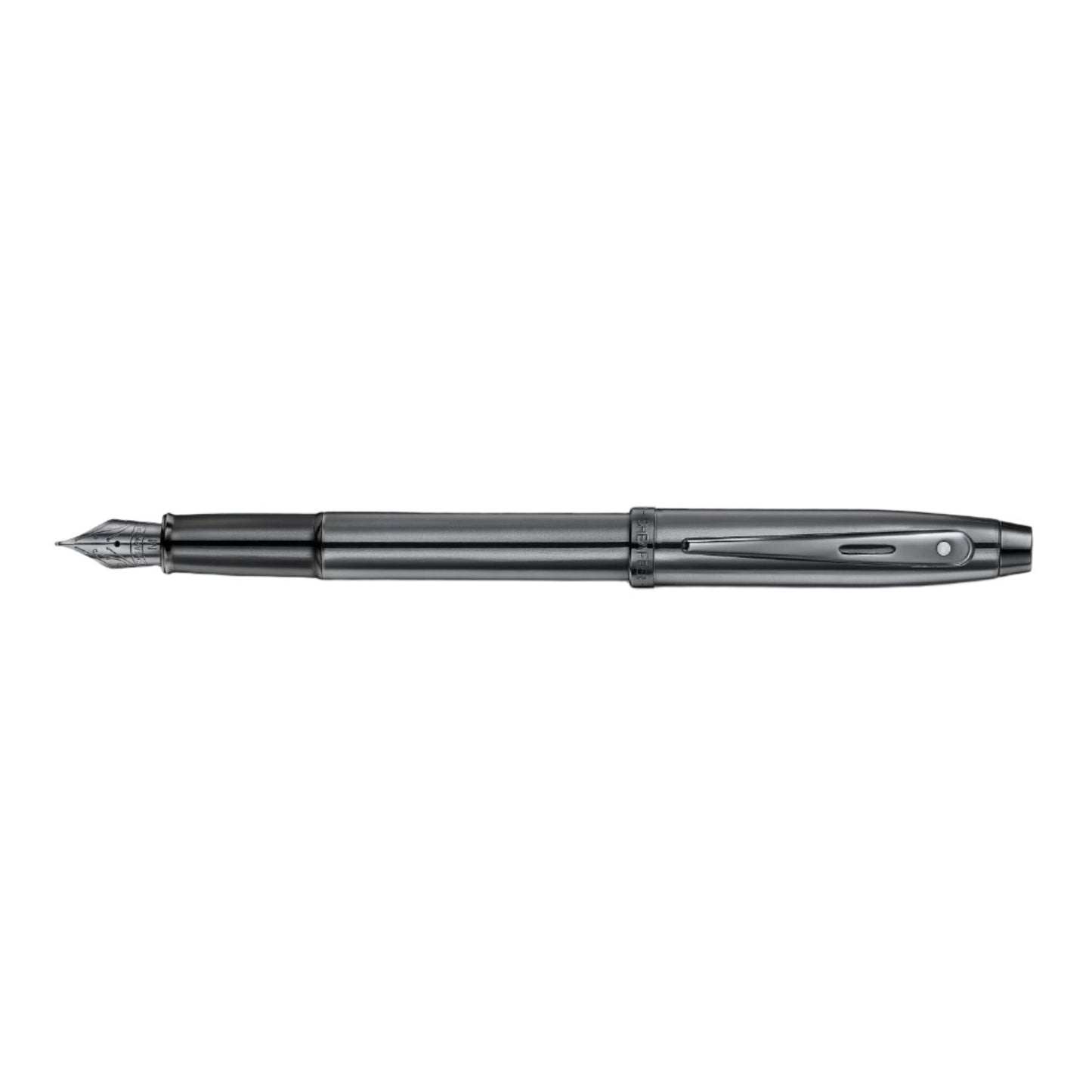 Sheaffer 100 Fountain Pen - Shiny Dark Grey Gunmetal with PVD Trim