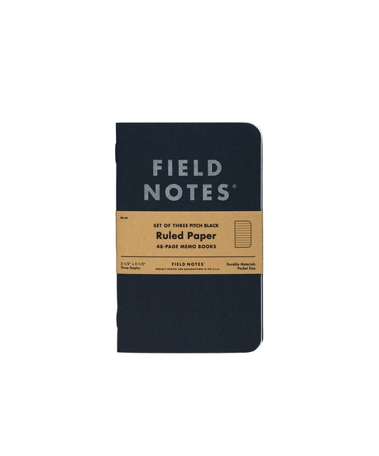 Field Notes Pitch Black Memo Book - Ruled (3-Pack)