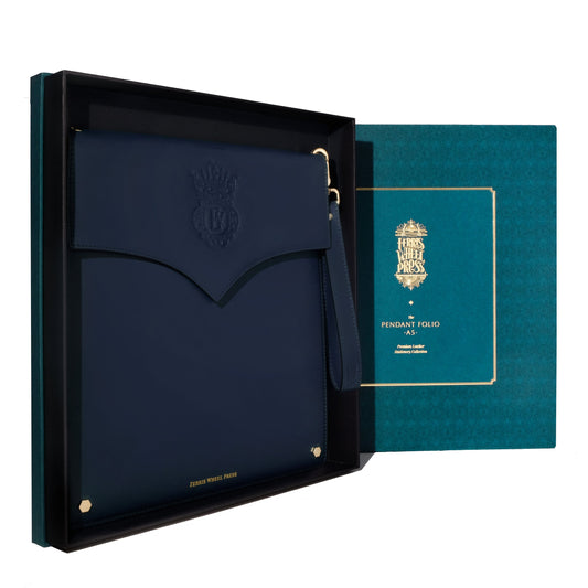 Ferris Wheel Press Leather Stationery Collection The Pendant Folio A5 - Navy