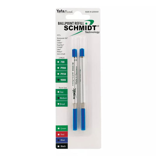 Schmidt P9000 Parker Style Easy Flow Refills - Blue Medium (2ea)