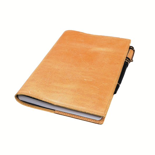 Galen Leather Slim A5 Notebook/Planner Cover - Crazy Horse Honey Ochre