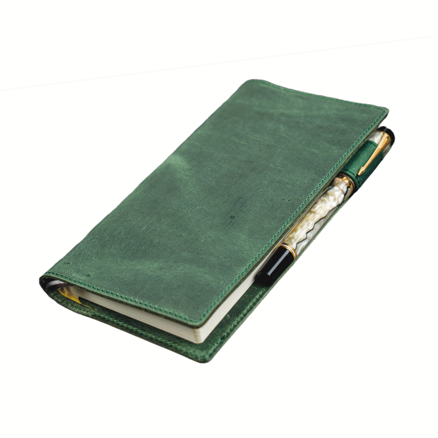 Galen Leather Slim Hobonichi Planner Cover - Crazy Horse Forest Green