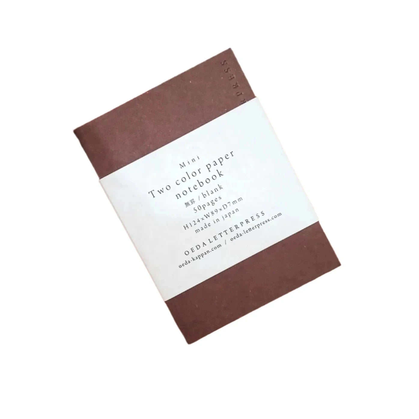 Oeda Letterpress 2 Paper Mini Notebook - Brown