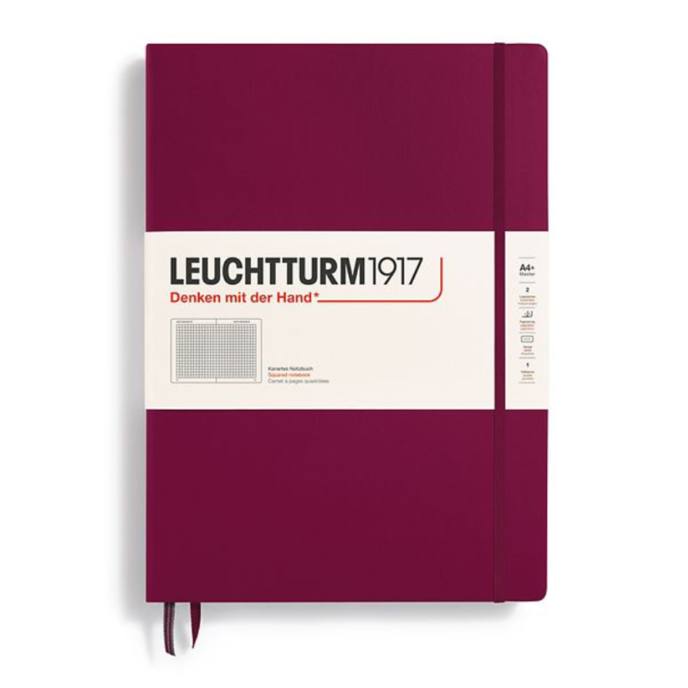 Leuchtturm1917 Master Classic A4+ Hardcover Squared Notebook - Port Red (Discontinued)