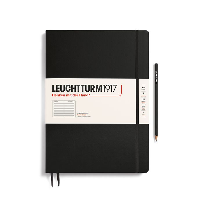 Leuchtturm1917 Master Slim A4+ Hardcover Ruled Notebook - Black