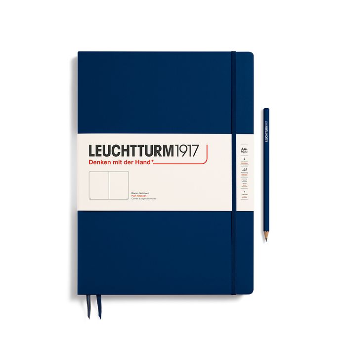 Leuchtturm1917 Master Slim A4+ Hardcover Plain Notebook - Navy