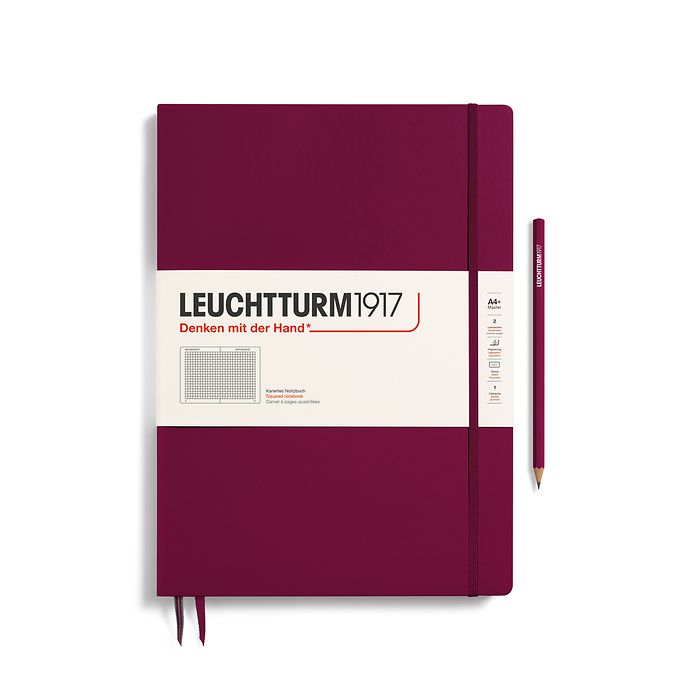 Leuchtturm1917 Master Slim A4+ Hardcover Squared Notebook - Port Red (Discontinued)