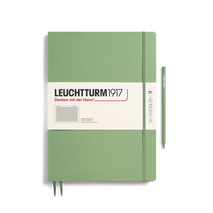 Leuchtturm1917 Master Slim A4+ Hardcover Squared Notebook - Sage