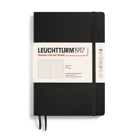 Leuchtturm1917 A5 Medium Softcover Dotted Notebook - Black