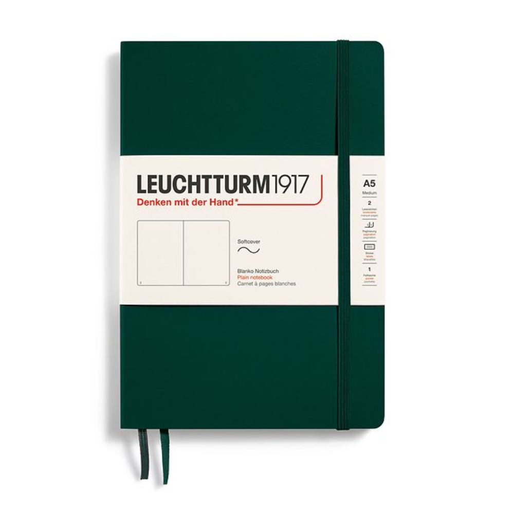 Leuchtturm1917 A5 Medium Softcover Plain Notebook - Forest Green