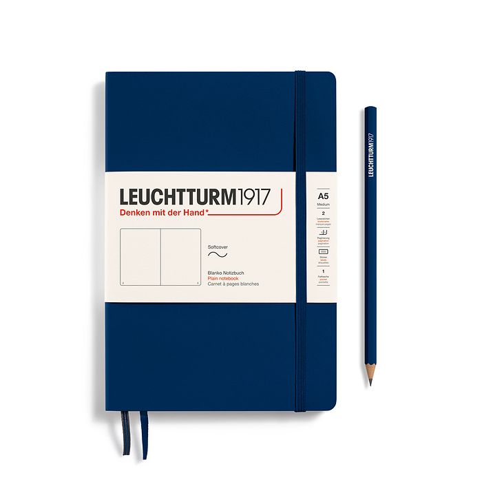 Leuchtturm1917 A5 Medium Softcover Plain Notebook - Navy