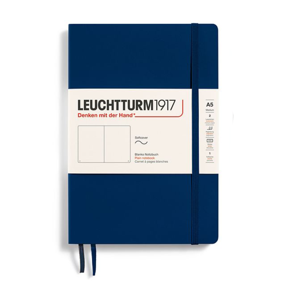 Leuchtturm1917 A5 Medium Softcover Plain Notebook - Navy