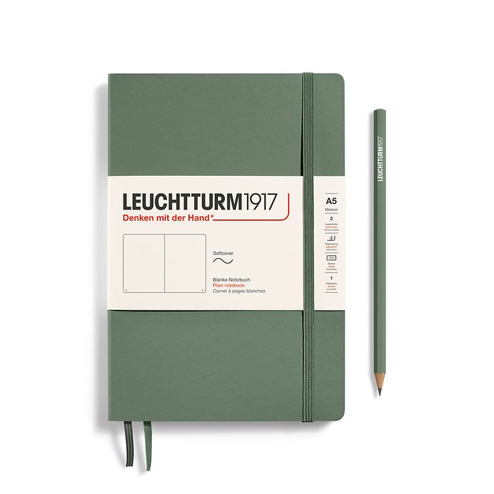 Leuchtturm1917 A5 Medium Softcover Plain Notebook - Olive (Discontinued)