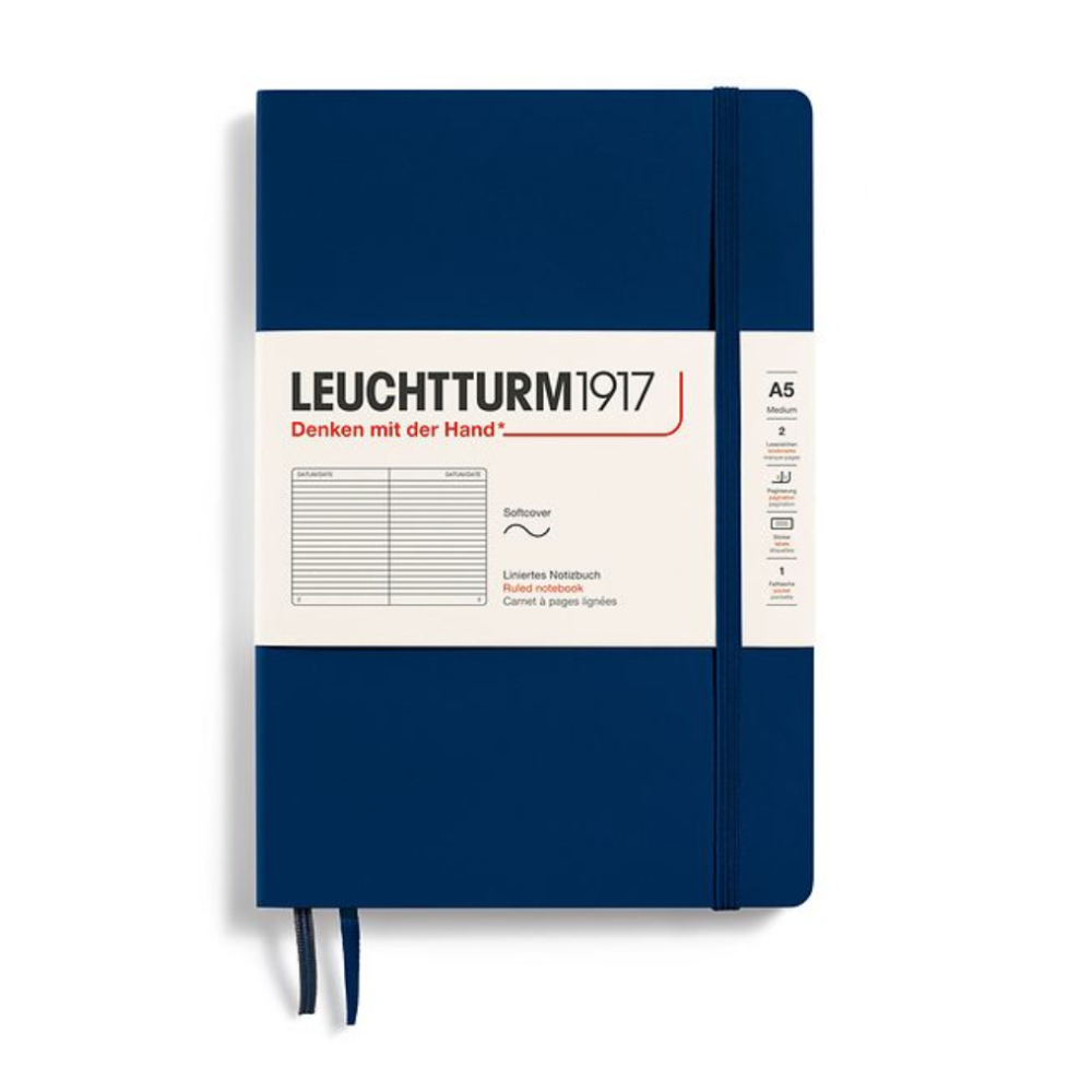 Leuchtturm1917 A5 Medium Softcover Ruled Notebook - Navy