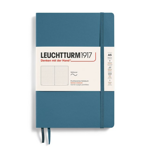 Leuchtturm1917 A5 Medium Softcover Dotted Notebook - Stone Blue