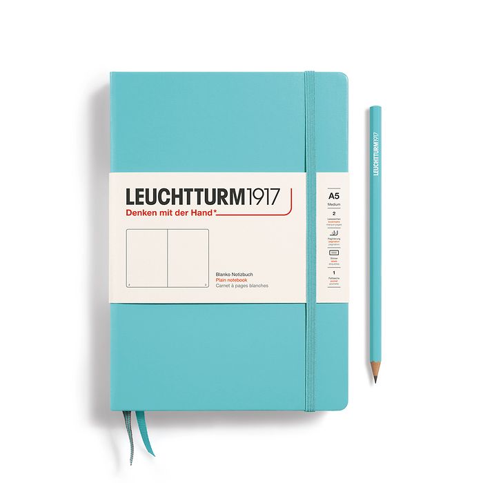 Leuchtturm1917 A5 Medium Hardcover Plain Notebook - Aquamarine