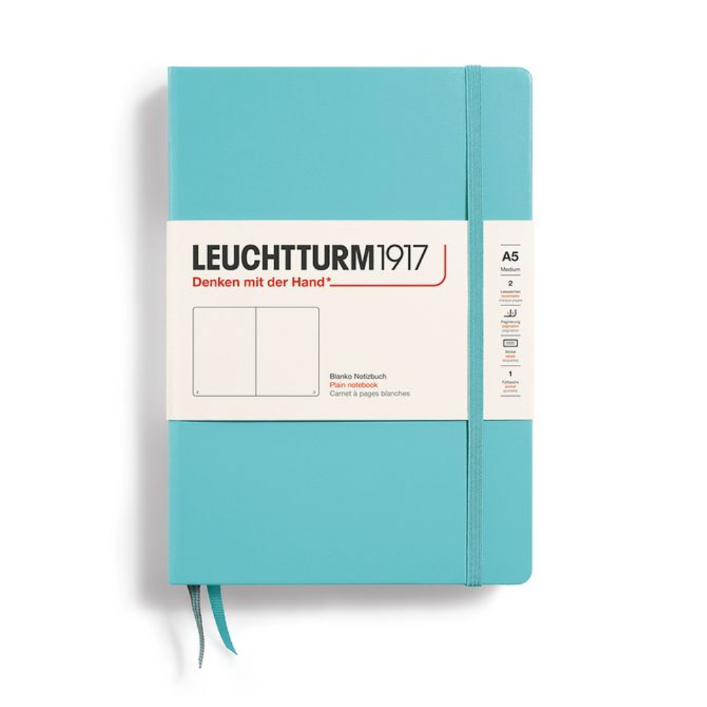 Leuchtturm1917 A5 Medium Hardcover Plain Notebook - Aquamarine