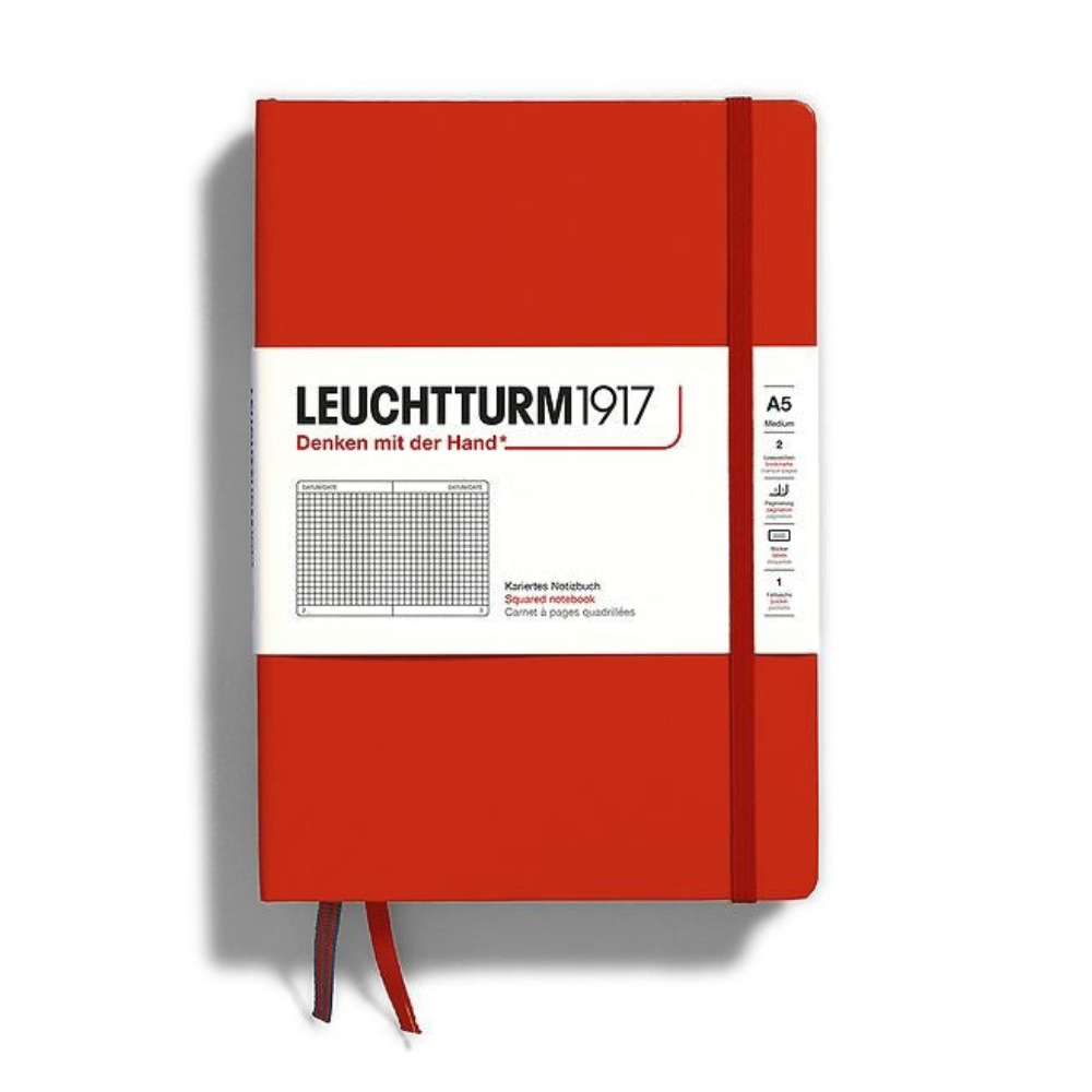 Leuchtturm1917 A5 Medium Hardcover Squared Notebook - Fox Red