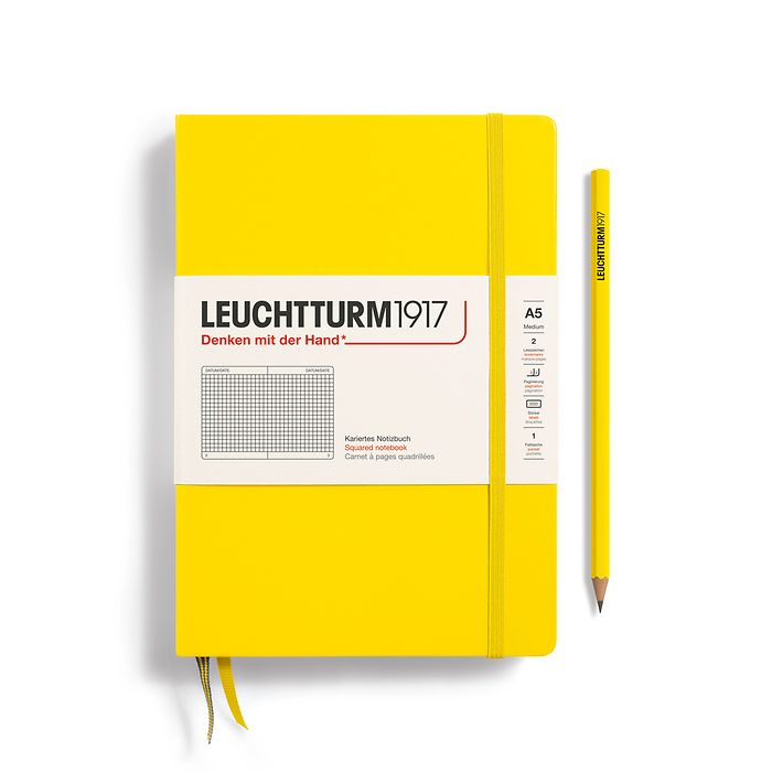 Leuchtturm1917 A5 Medium Hardcover Squared Notebook - Lemon