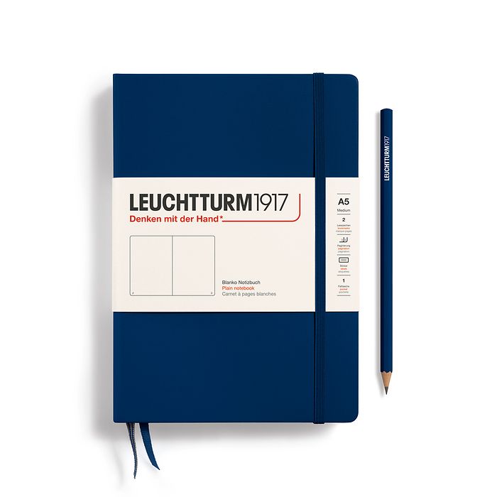 Leuchtturm1917 A5 Medium Hardcover Plain Notebook - Navy