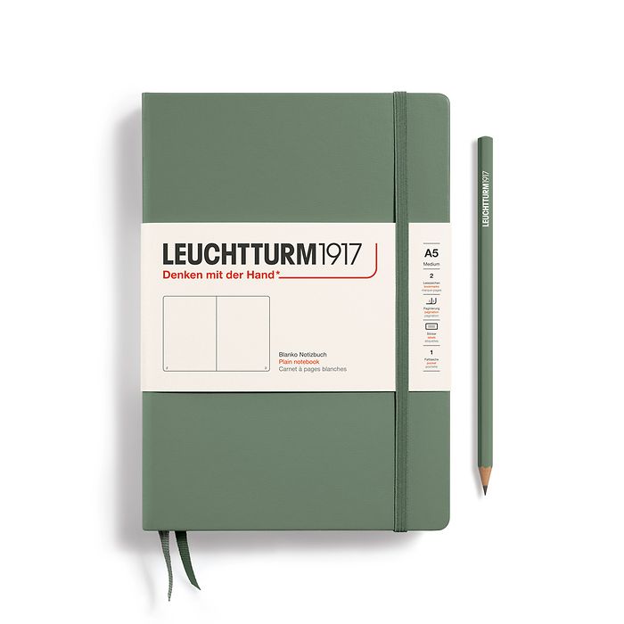 Leuchtturm1917 A5 Medium Hardcover Plain Notebook - Olive