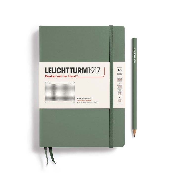 Leuchtturm1917 A5 Medium Hardcover Squared Notebook - Olive