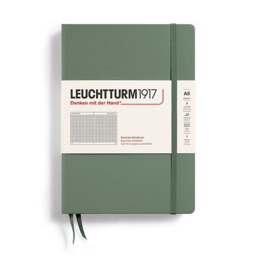 Leuchtturm1917 A5 Medium Hardcover Squared Notebook - Olive