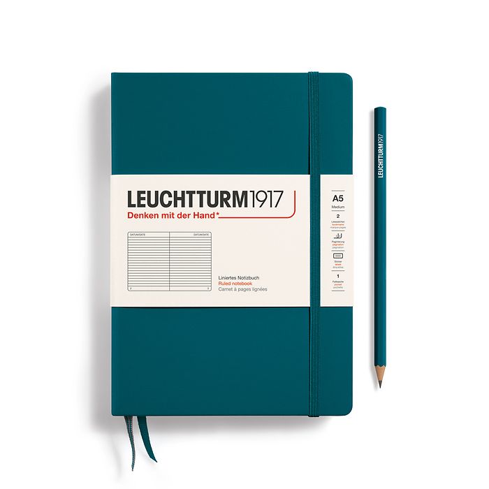 Leuchtturm1917 A5 Medium Hardcover Ruled Notebook - Pacific Green