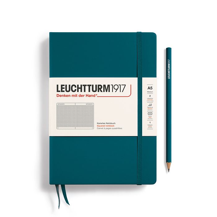 Leuchtturm1917 A5 Medium Hardcover Squared Notebook - Pacific Green