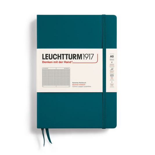 Leuchtturm1917 A5 Medium Hardcover Squared Notebook - Pacific Green