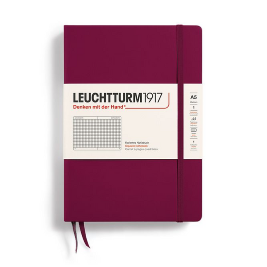 Leuchtturm1917 A5 Medium Hardcover Squared Notebook - Port Red