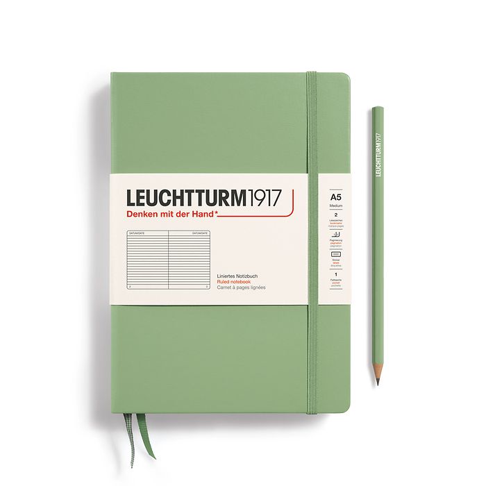 Leuchtturm1917 A5 Medium Hardcover Ruled Notebook - Sage