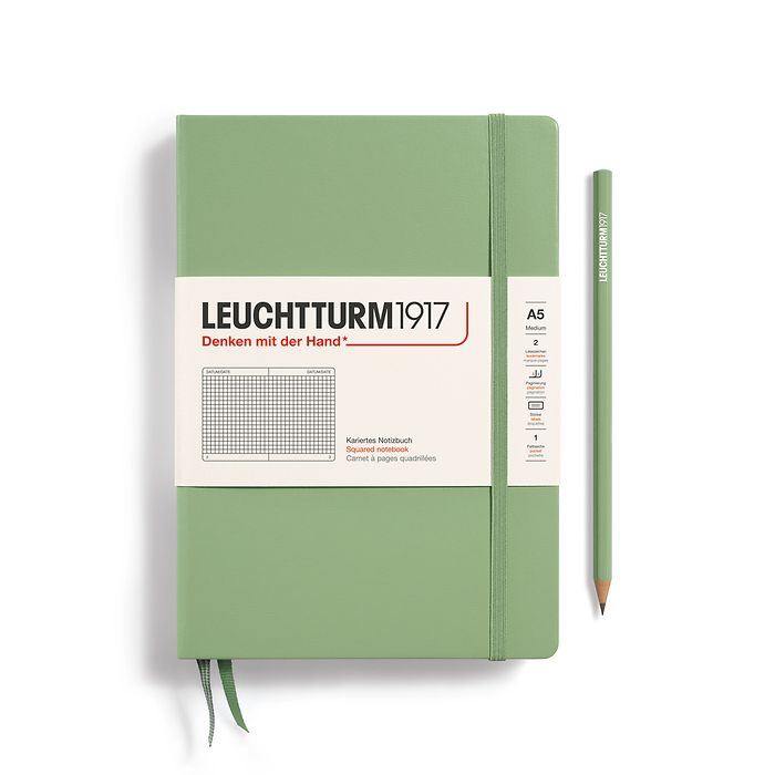 Leuchtturm1917 A5 Medium Hardcover Squared Notebook - Sage