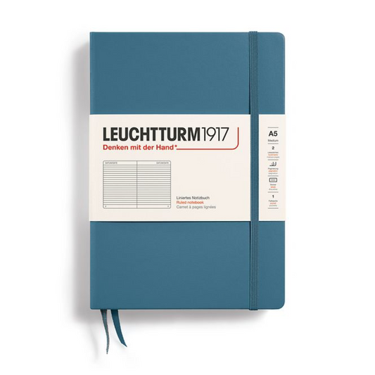 Leuchtturm1917 A5 Medium Hardcover Ruled Notebook - Stone Blue