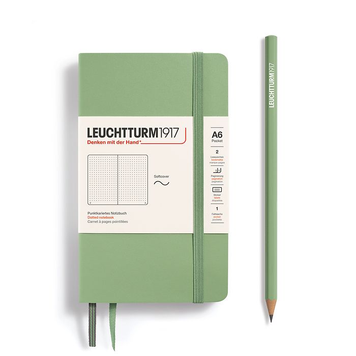 Leuchtturm1917 A6 Pocket Hardcover Dotted Notebook - Sage