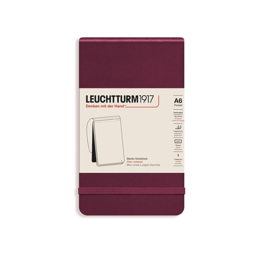 Leuchtturm1917 A6 Pocket Hardcover Plain Notepad - Port Red