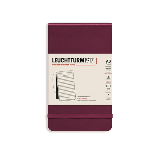 Leuchtturm1917 A6 Pocket Hardcover Ruled Notepad - Port Red