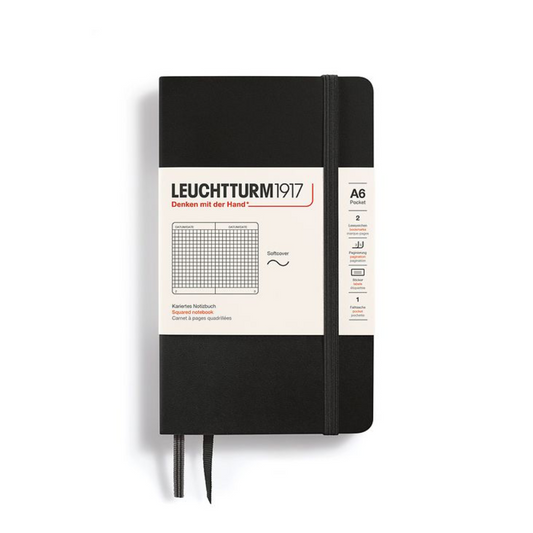 Leuchtturm1917 A6 Pocket Softcover Squared Notebook - Black