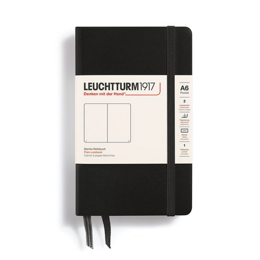 Leuchtturm1917 A6 Pocket Hardcover Plain Notebook - Black