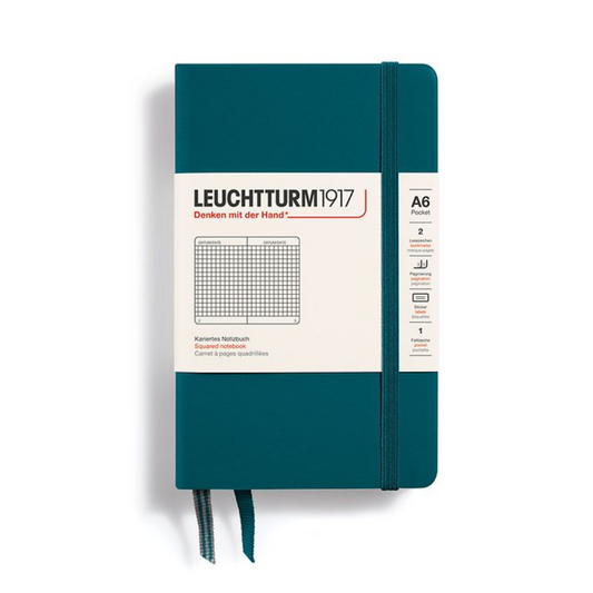 Leuchtturm1917 A6 Pocket Hardcover Squared Notebook - Pacific Green (Discontinued)