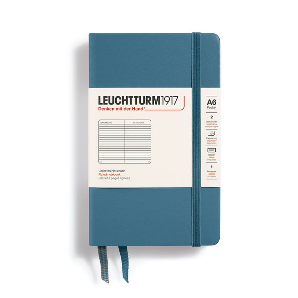 Leuchtturm1917 A6 Pocket Hardcover Ruled Notebook - Stone Blue