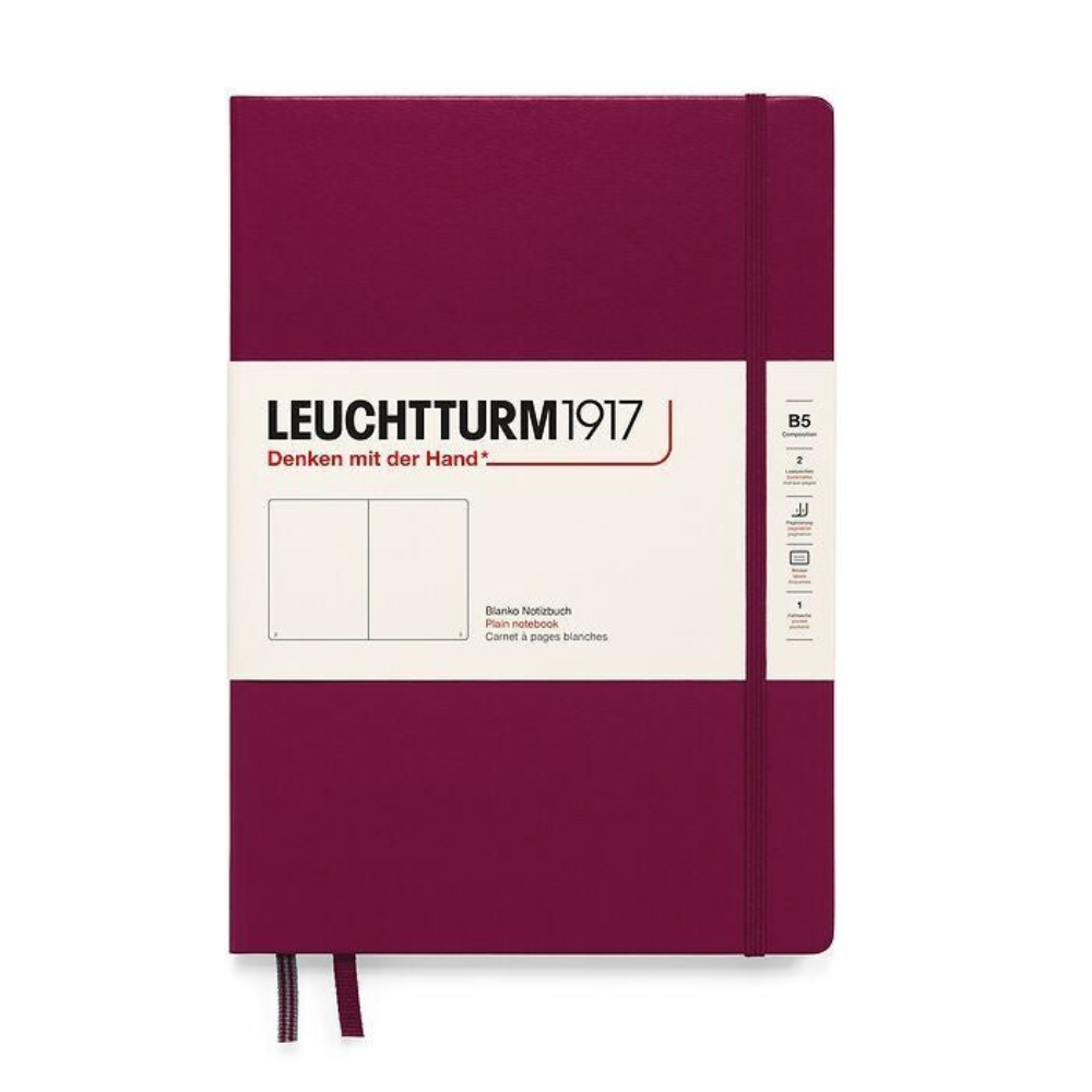 Leuchtturm1917 Composition B5 Hardcover Plain Notebook - Port Red (Discontinued)