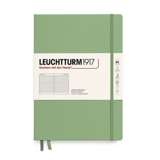 Leuchtturm1917 Composition B5 Hardcover Ruled Notebook - Sage