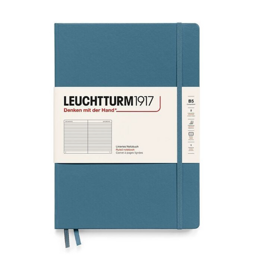 Leuchtturm1917 Composition B5 Hardcover Ruled Notebook - Stone Blue