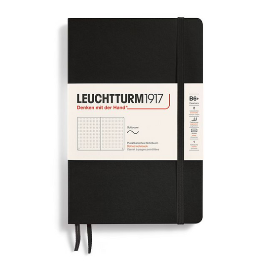 Leuchtturm1917 B6+ Paperback Softcover Dotted Notebook - Black