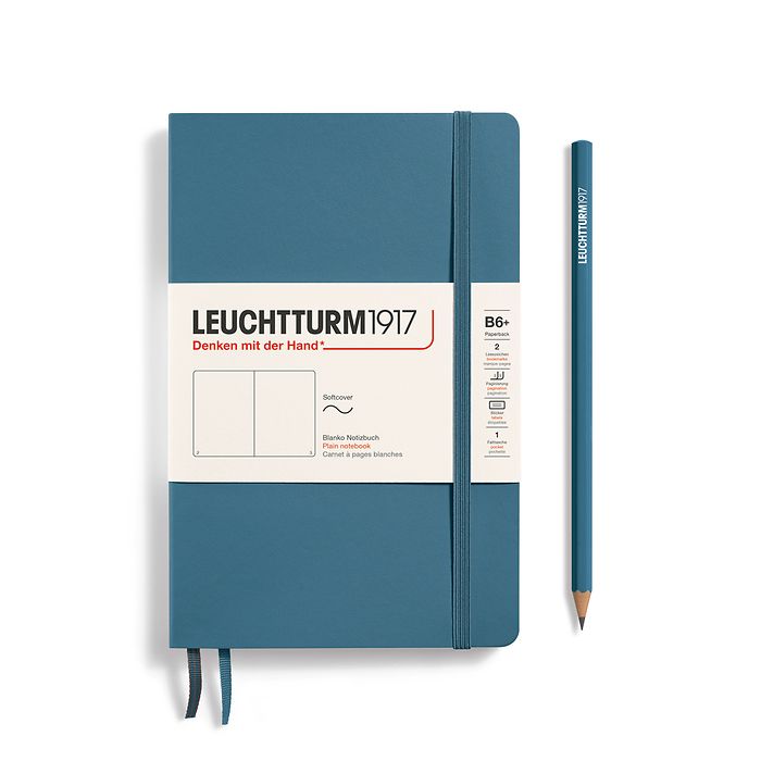 Leuchtturm1917 B6+ Paperback Softcover Plain Notebook - Stone Blue