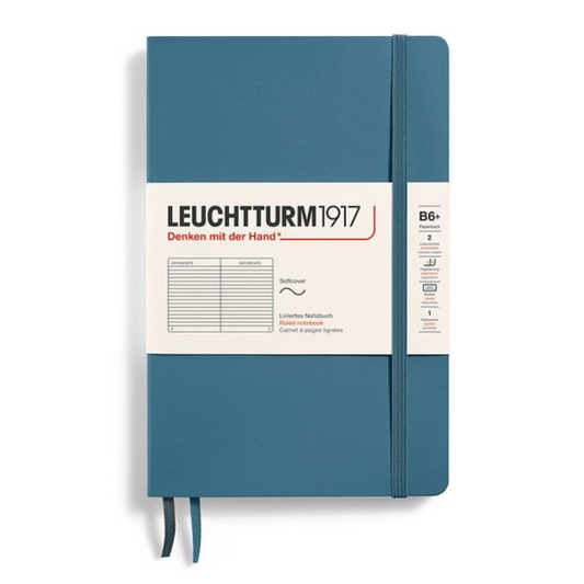 Leuchtturm1917 B6+ Paperback Softcover Ruled Notebook - Stone Blue