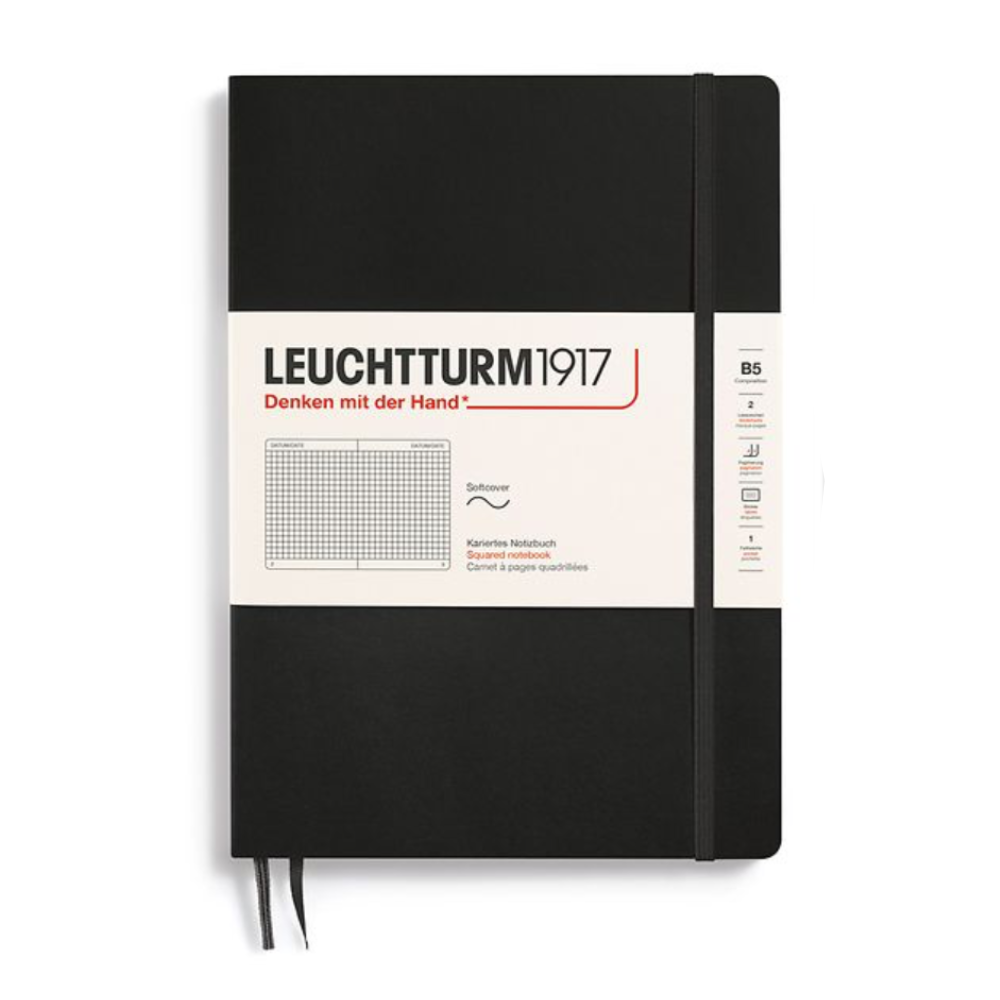 Leuchtturm1917 Composition B5 Softcover Squared Notebook - Black